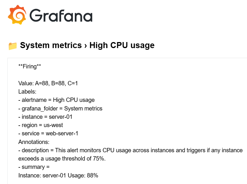 Default email alert notification with templated annotation Default email alert notification with templated annotation