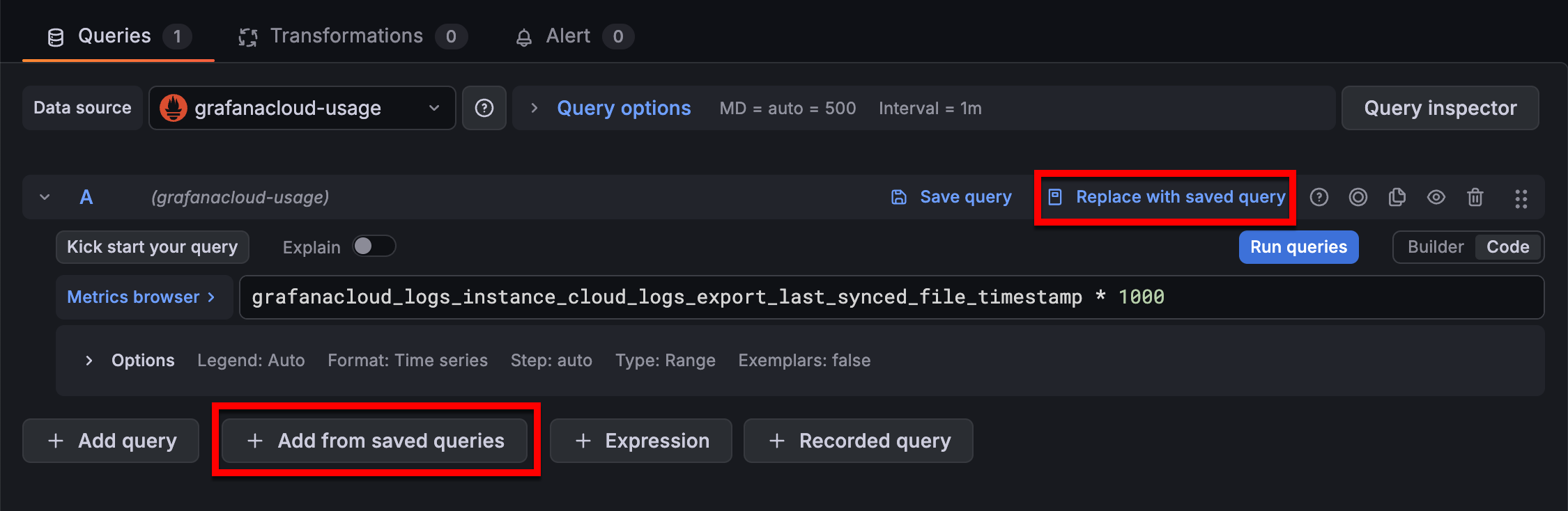 Access saved queries
