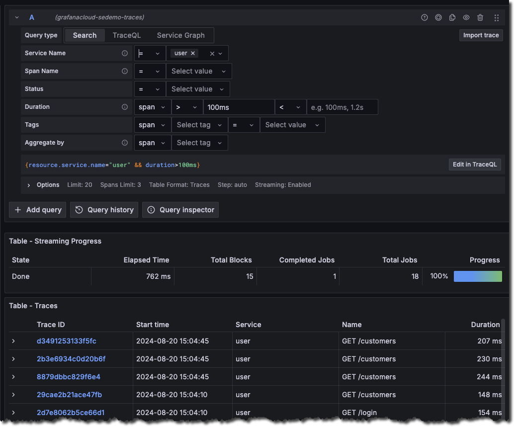 The Search query builder