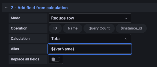 Transformation with a mock variable in a text field
