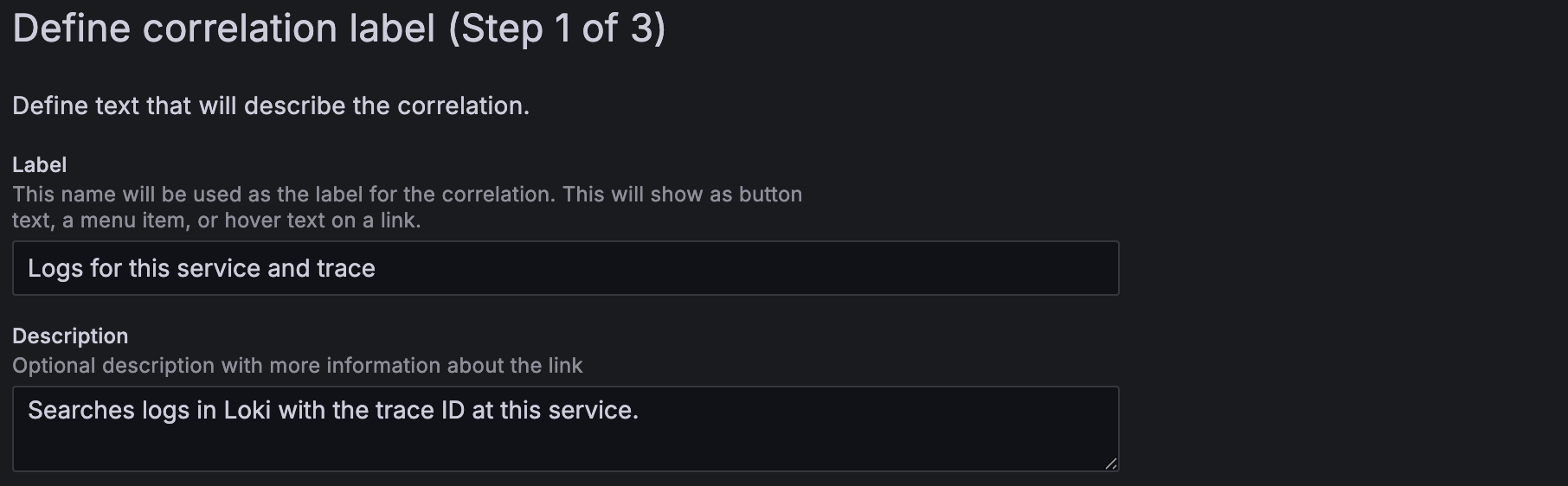 Using correlations for a trace