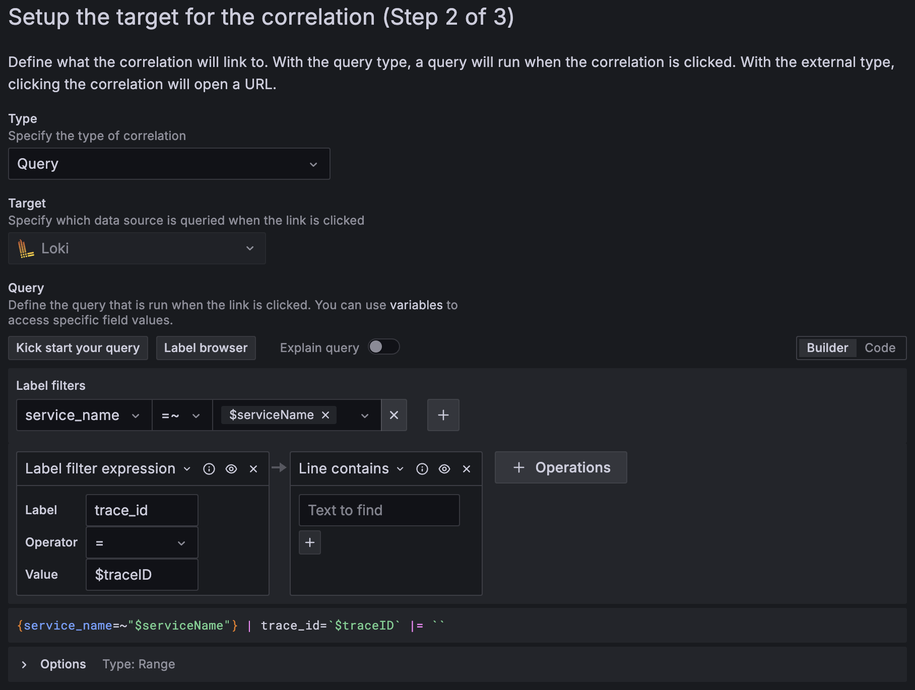 Using correlations for a trace
